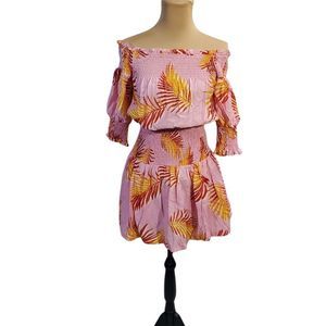 The sang mini Print ruffle off shoulder  Summer Coquette dress size  Medium